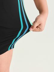Stretchy Color Contrast Cropped Leggings