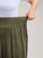 Stretchy Adjustable Cuffs Wide-Leg Pants