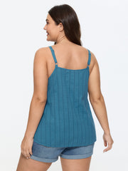 Cotton Floral Embroidered Pleated Lace Tank Top