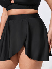 2 Piece Detachable Skirted Asymmetrical Hem Flowy Swim Bottoms