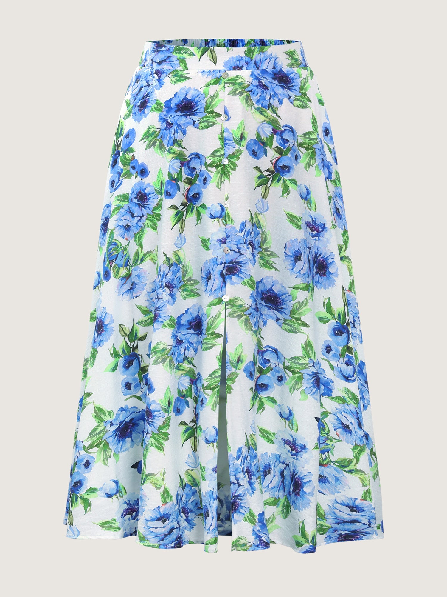 Refreshing Floral Print Slit Maxi Skirt