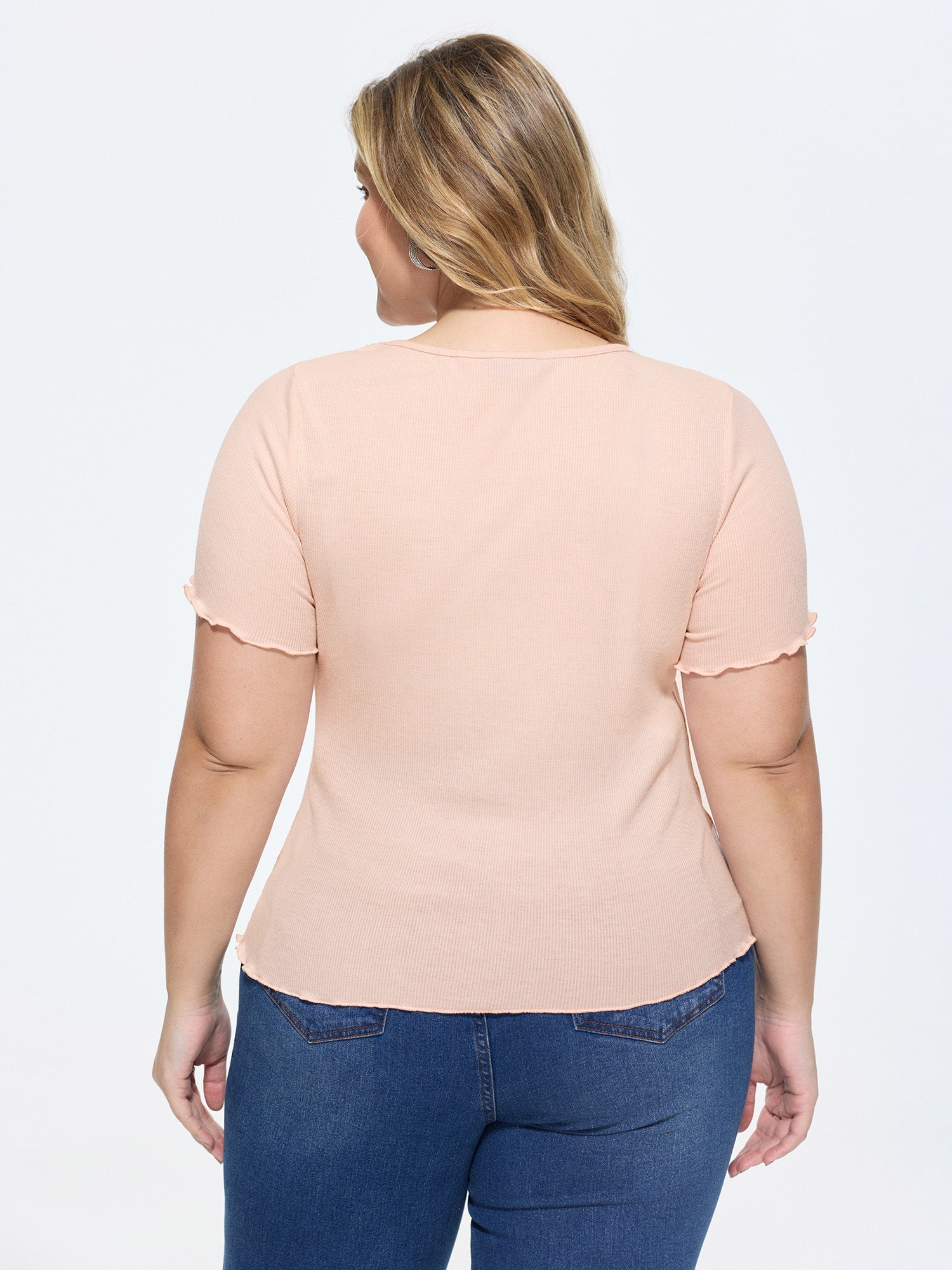Ribbed Scoop Neckline T-Shirt