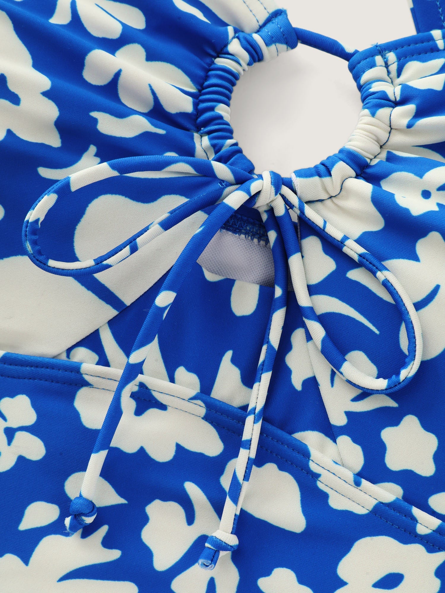 Floral Print Cut-Out Front Swim Top