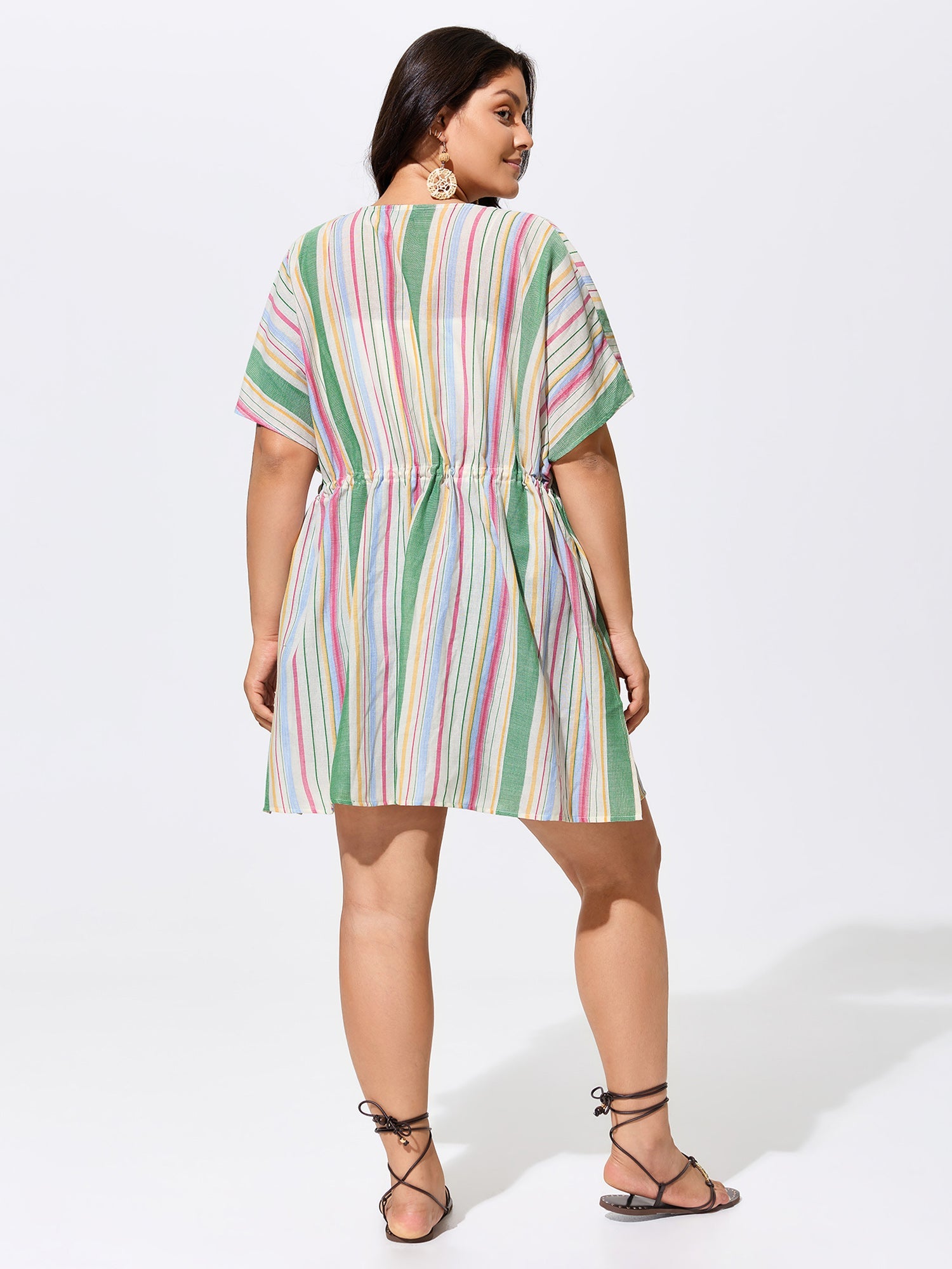 Ribbed Front-Tie Breezy Swim Cover-Up