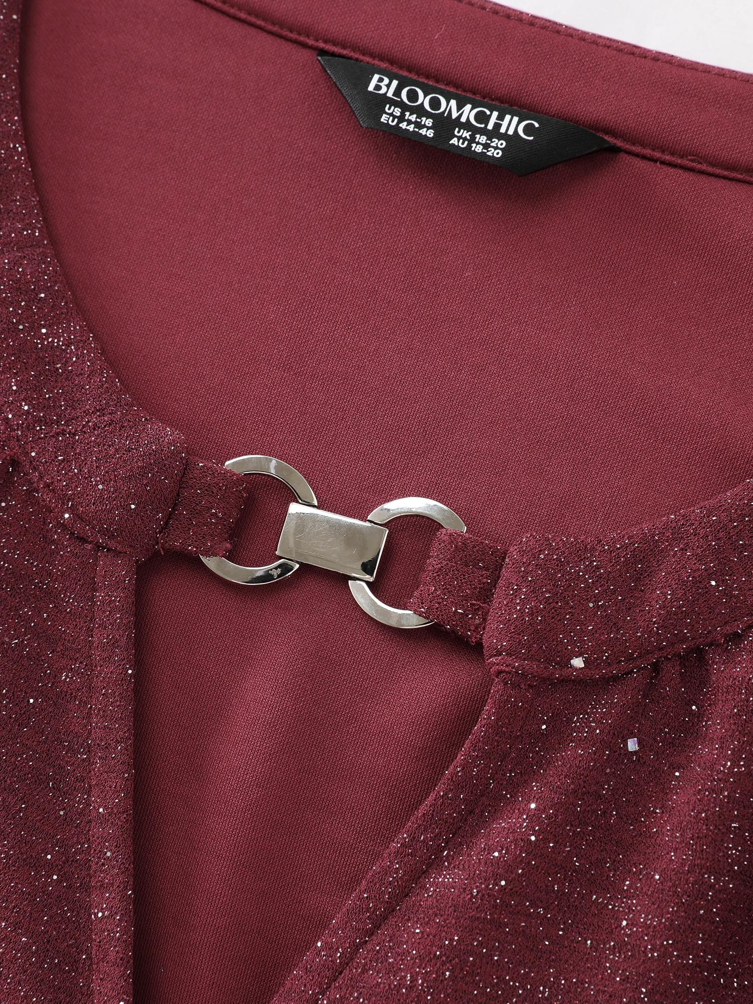 Shimmery Silk Wrap Cut-Out Shoulder Blouse
