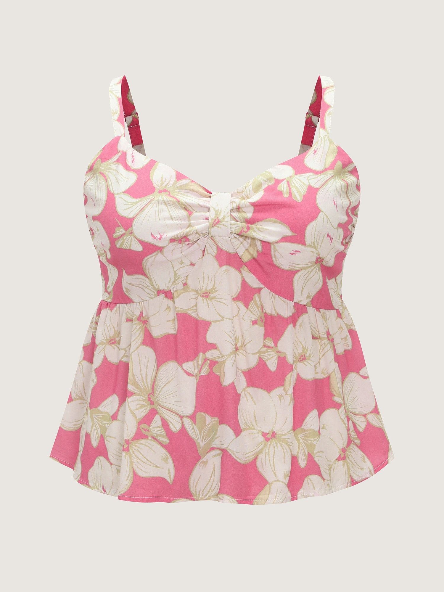 Floral Print Shirred Bodice Tank Top