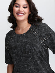 Rivets Snowflake Effect Stretchy T-Shirt
