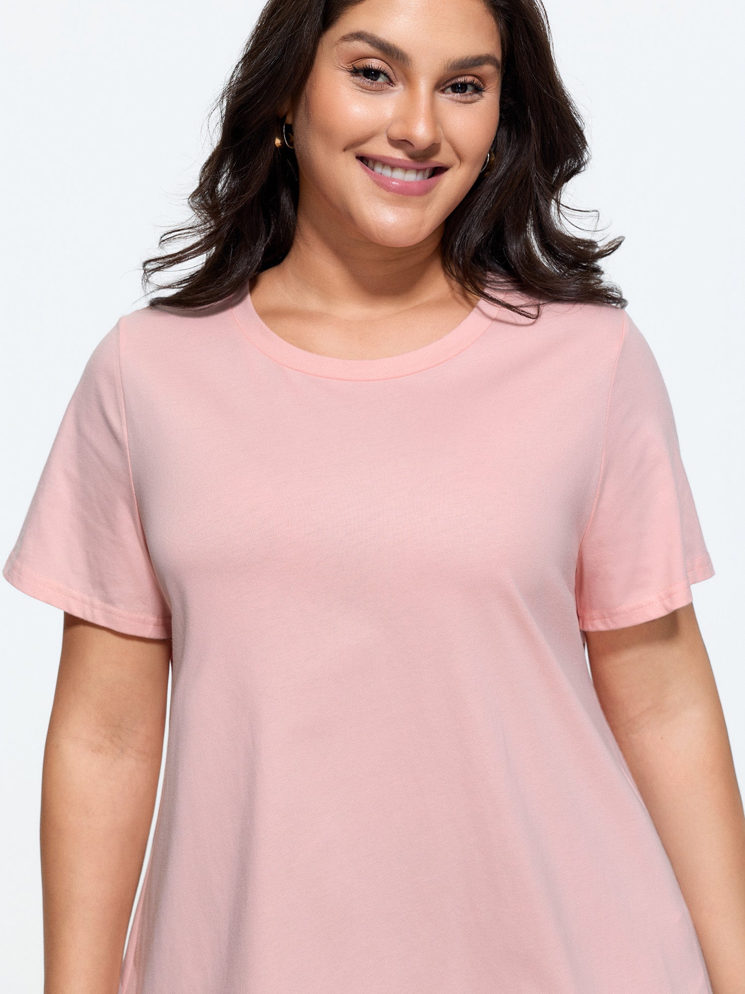 Cotton Lace Split Back Plain T-Shirt