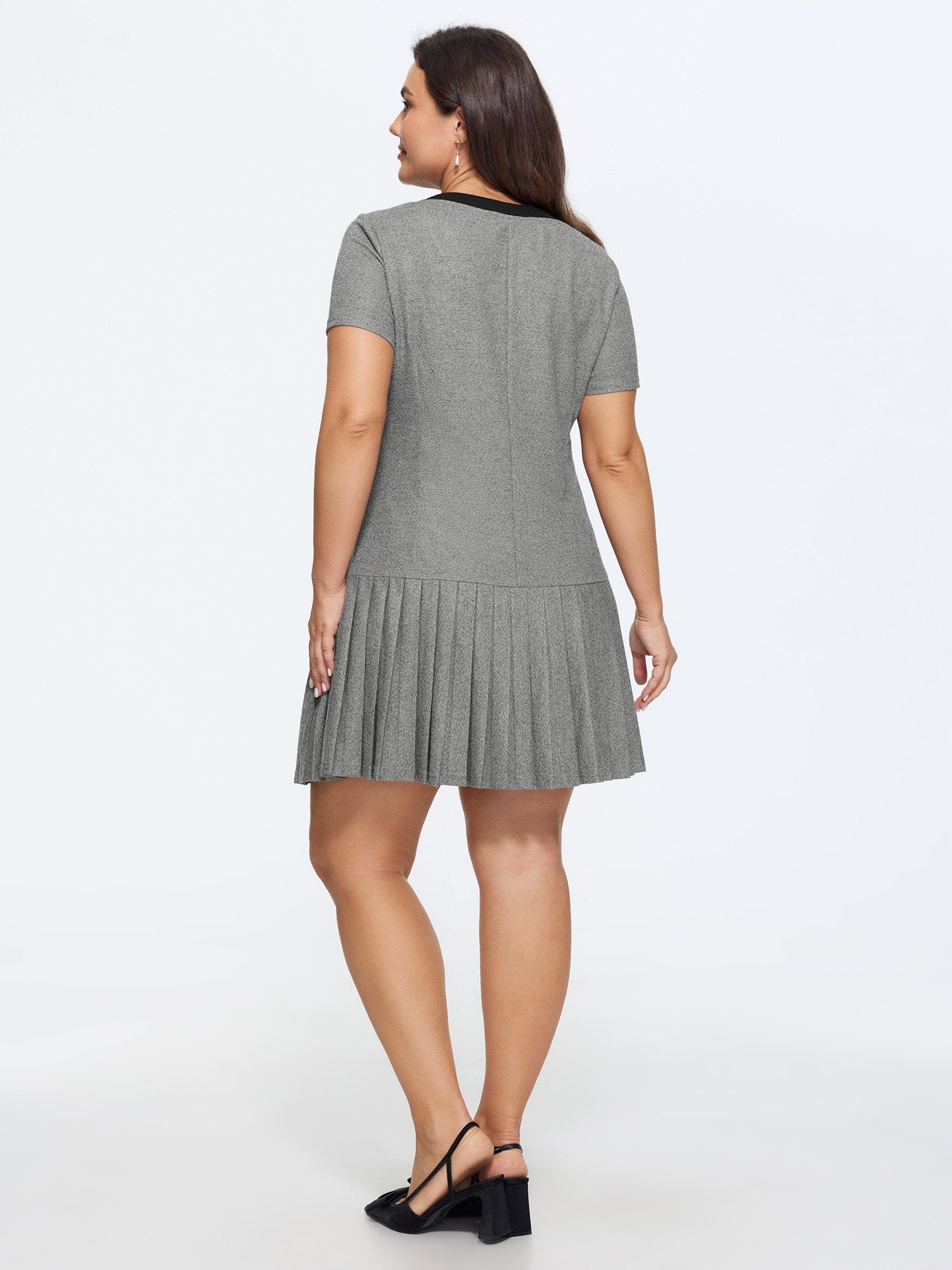 Color Contrast Bow-Front Mini Dress