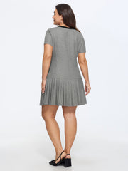 Color Contrast Bow-Front Mini Dress