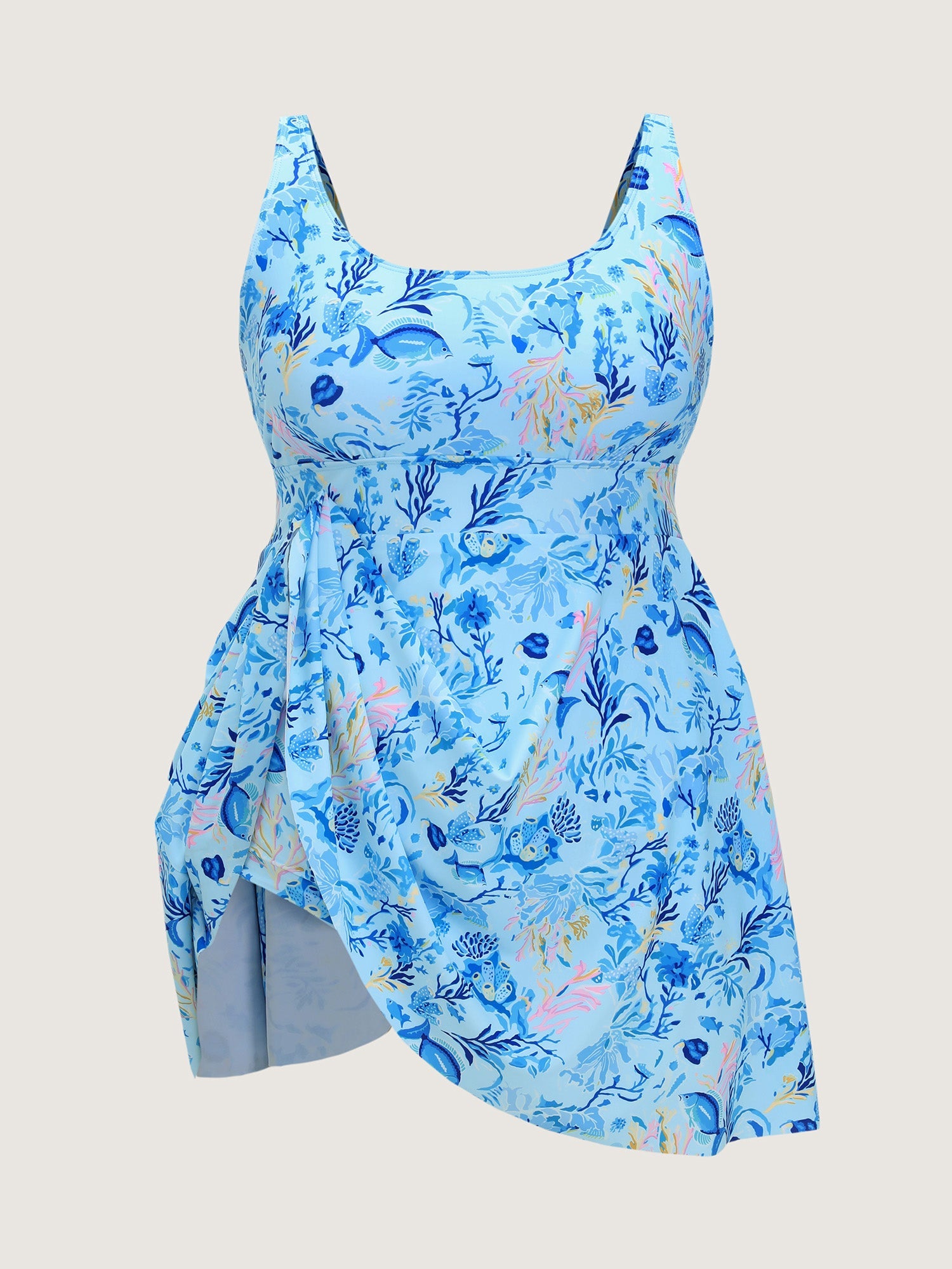 Ocean Print Pockets Swim Dress