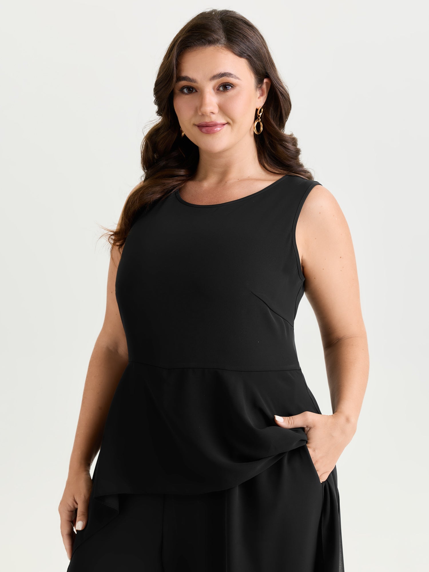Stretchy Sheer Layered Sleeveless Jumpsuit