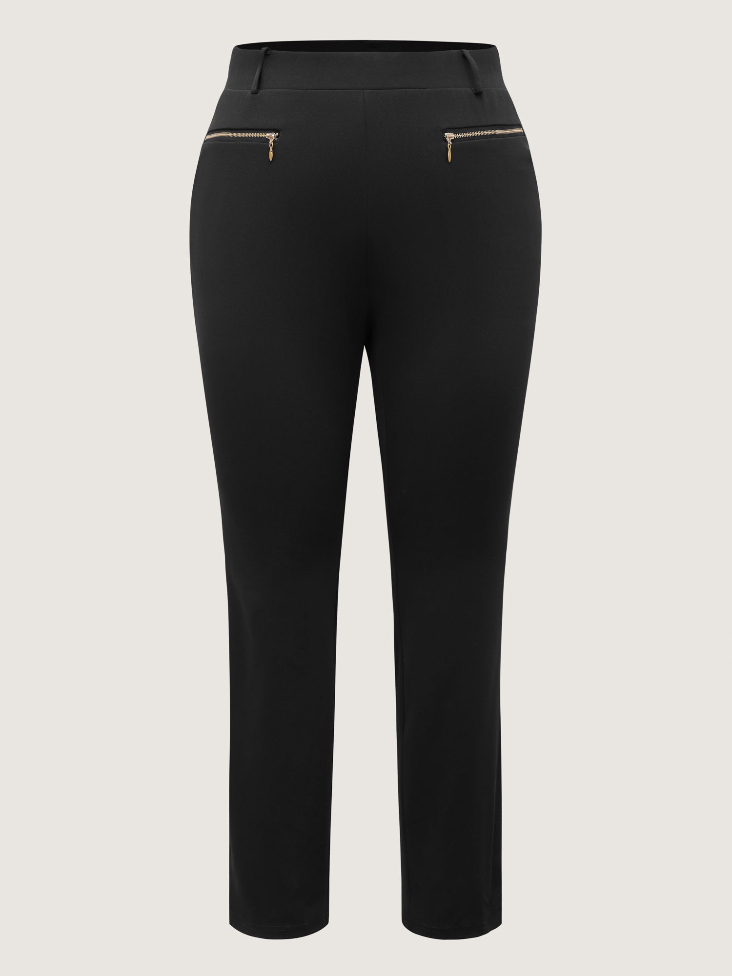 Zipper Front Pockets Straight-Leg Pants