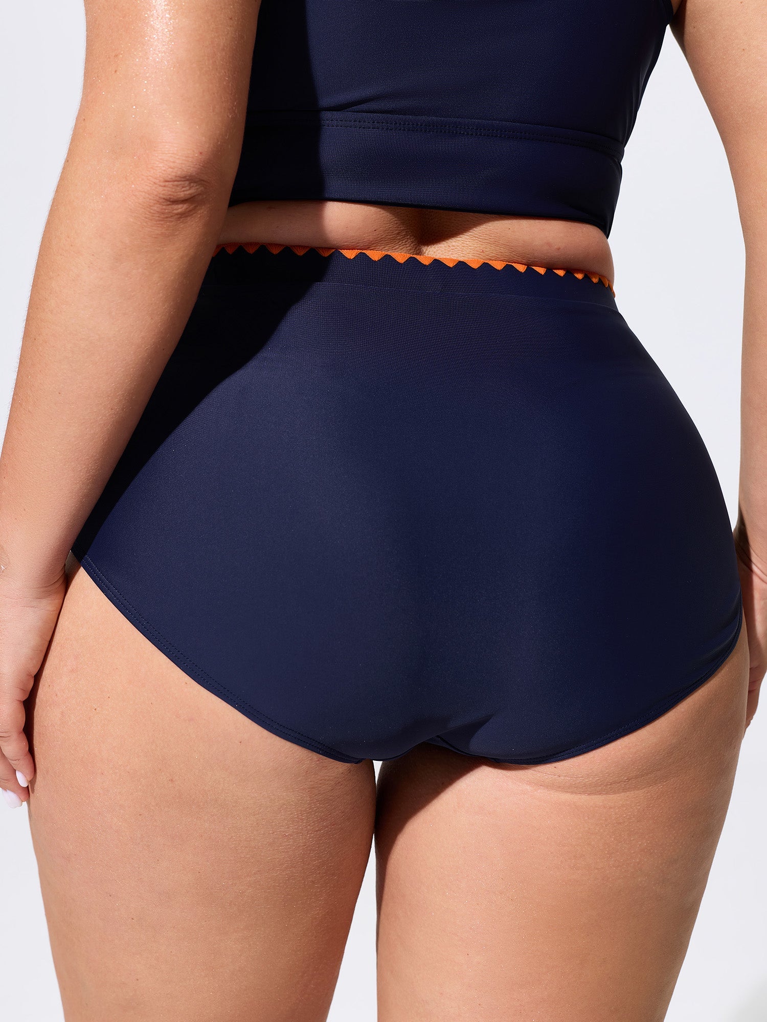 Color Contrast Embroidered Swim Bottoms