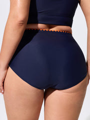 Color Contrast Embroidered Swim Bottoms