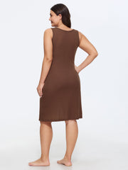 Supersoft Ribbed Knit Sleeveless Lounge Dress