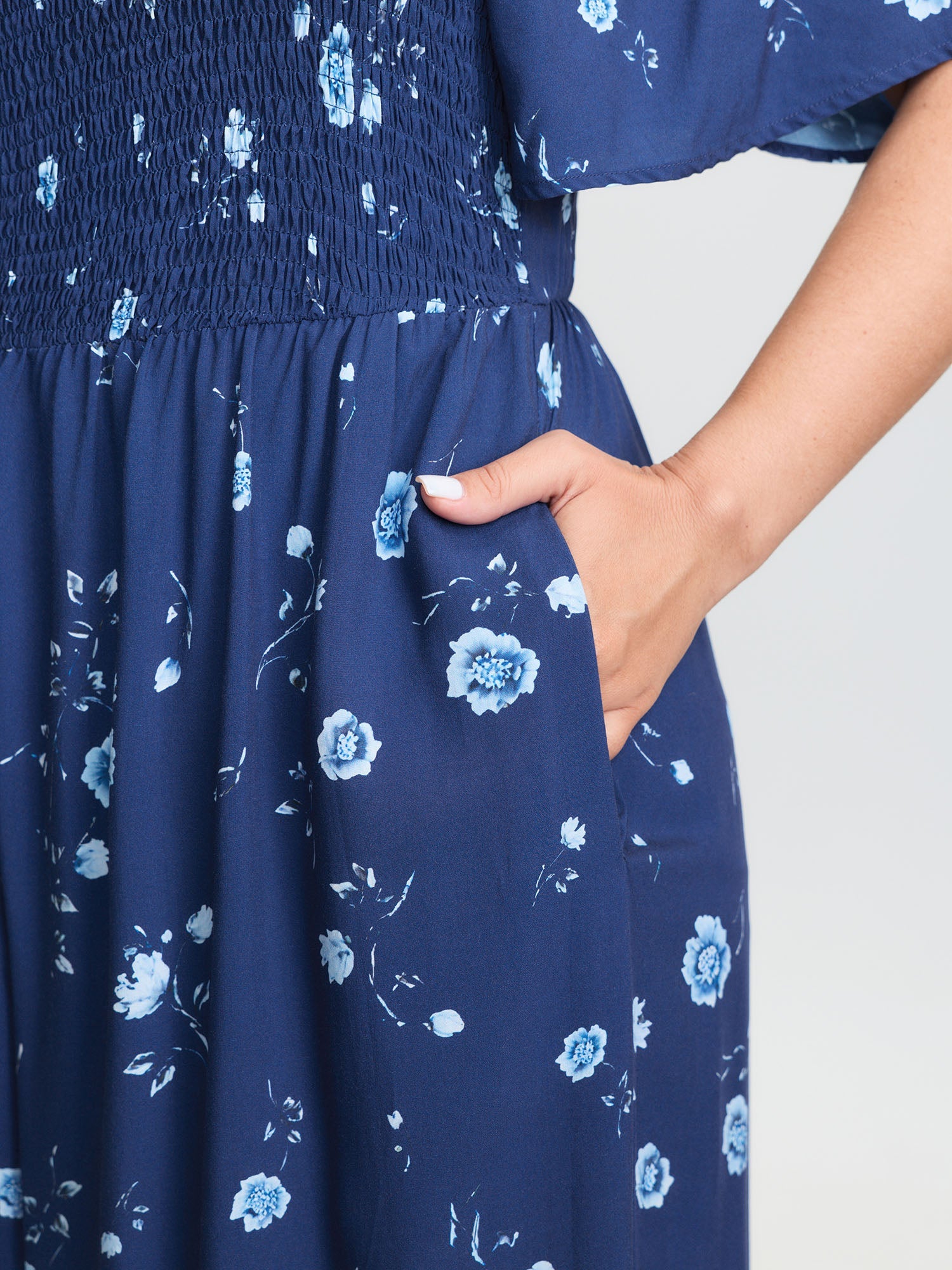 Breezy Floral Print Shirred Bodice Jumpsuit