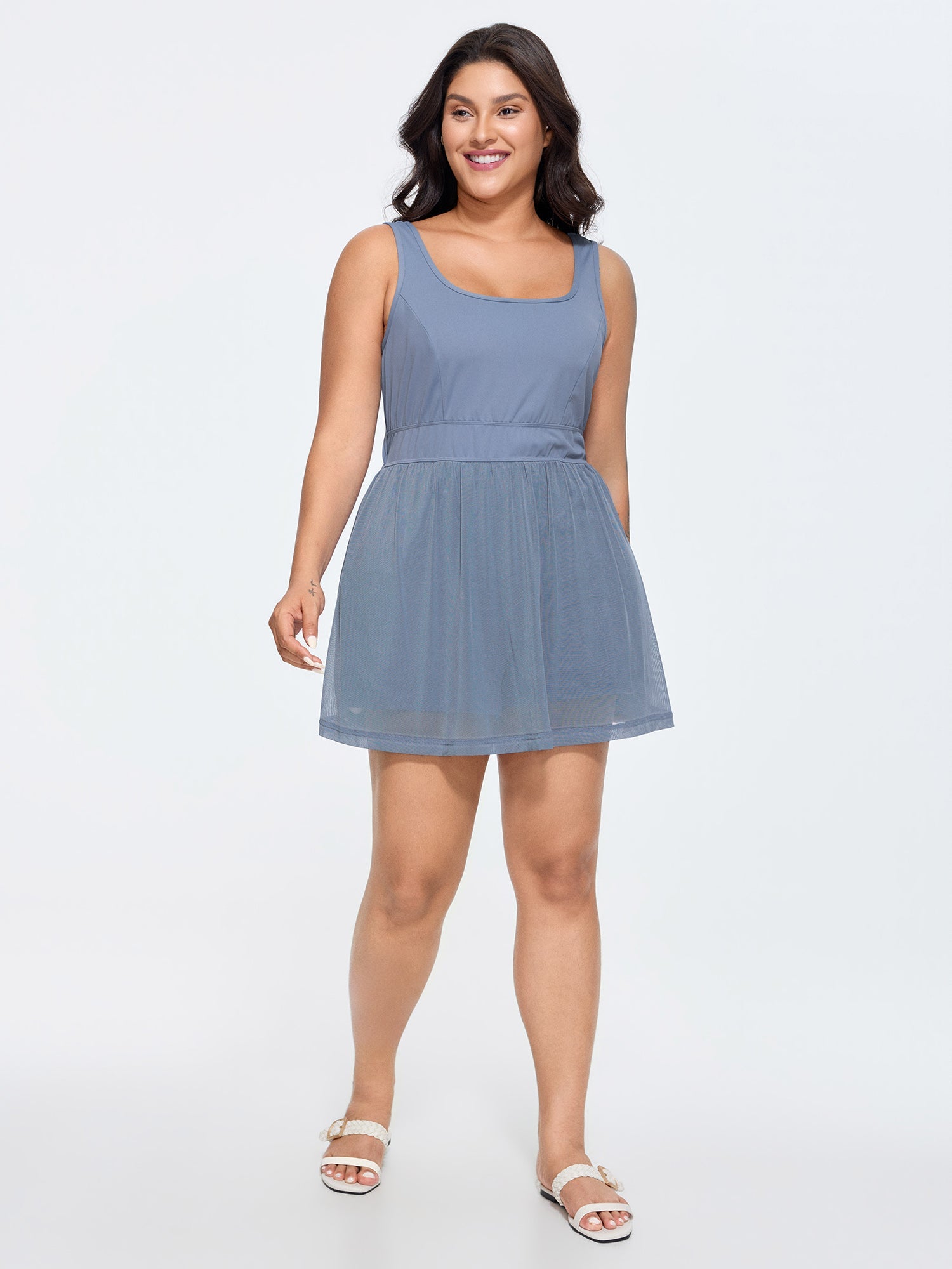 Stretchy Sewn-In Shorts Mini Dress