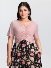 Floral Print Ruched Bodice Midi Dress