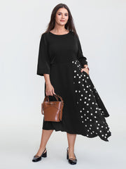 Polka Dot Pleat Flowy Maxi Dress