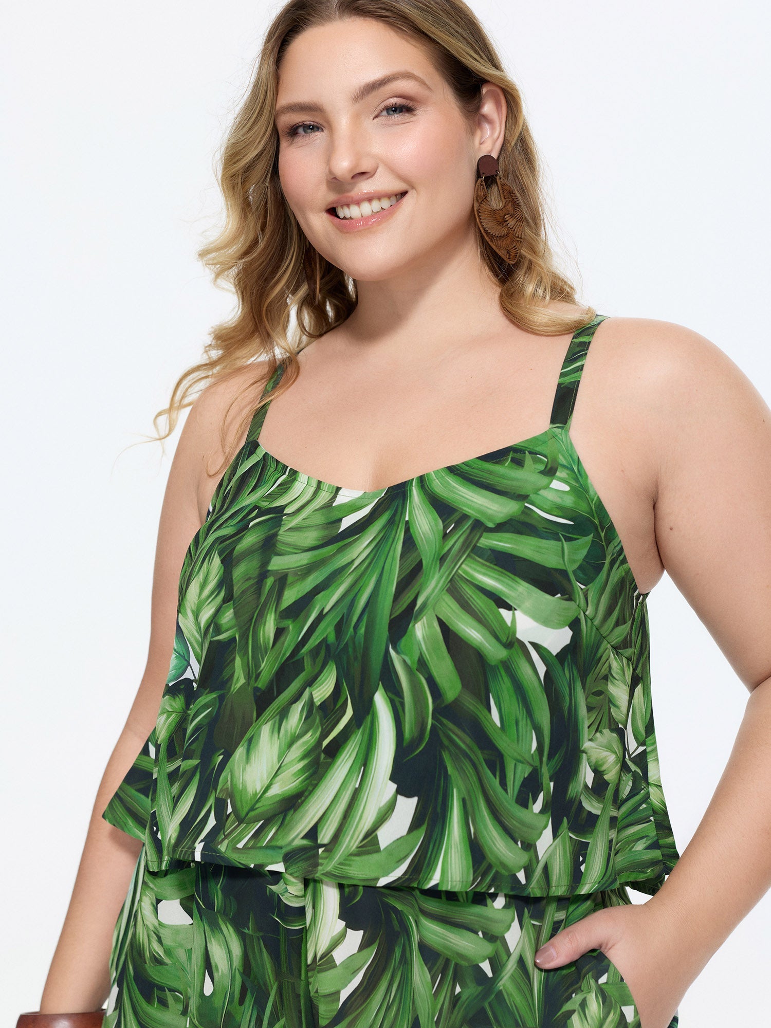 Tropical Print Wide-Leg Breezy Romper