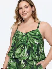 Tropical Print Wide-Leg Breezy Romper