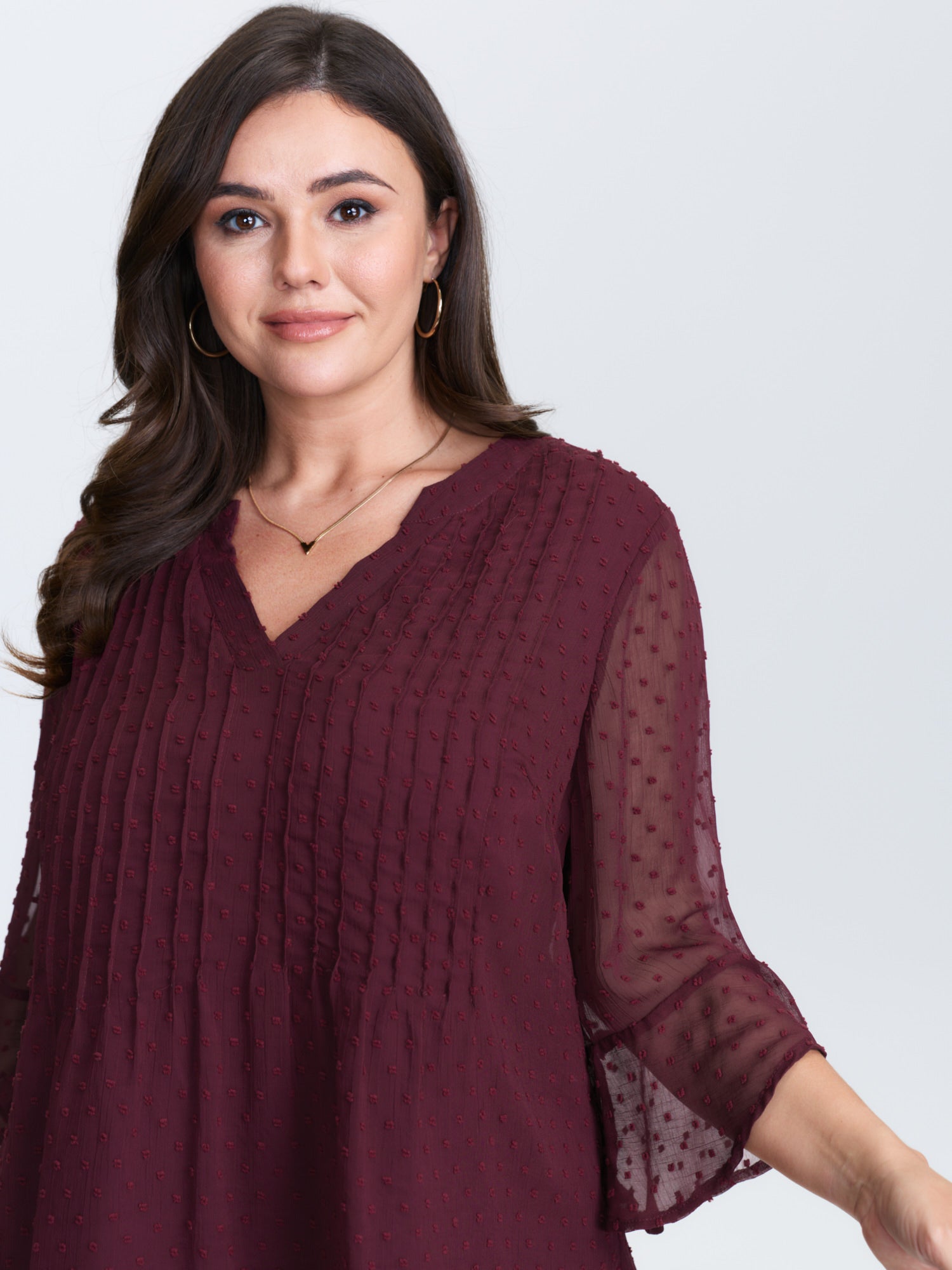Chiffon Textured Toothpick Pleat Blouse