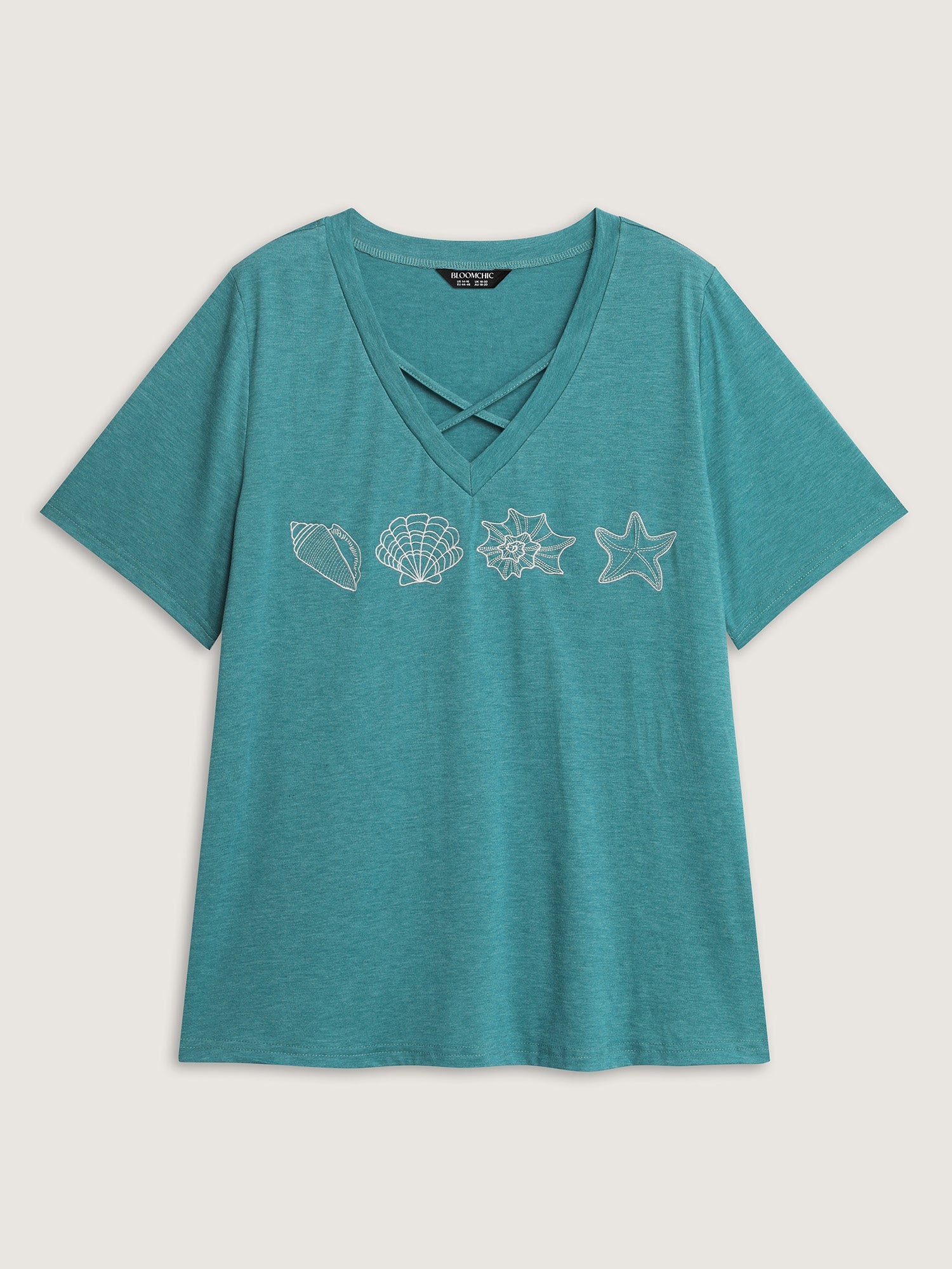 Supersoft Ocean Pattern Embroidered T-Shirt