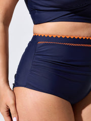 Color Contrast Embroidered Swim Bottoms