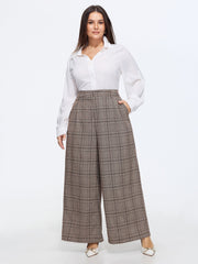 Plaid Print Wide-Leg Pants