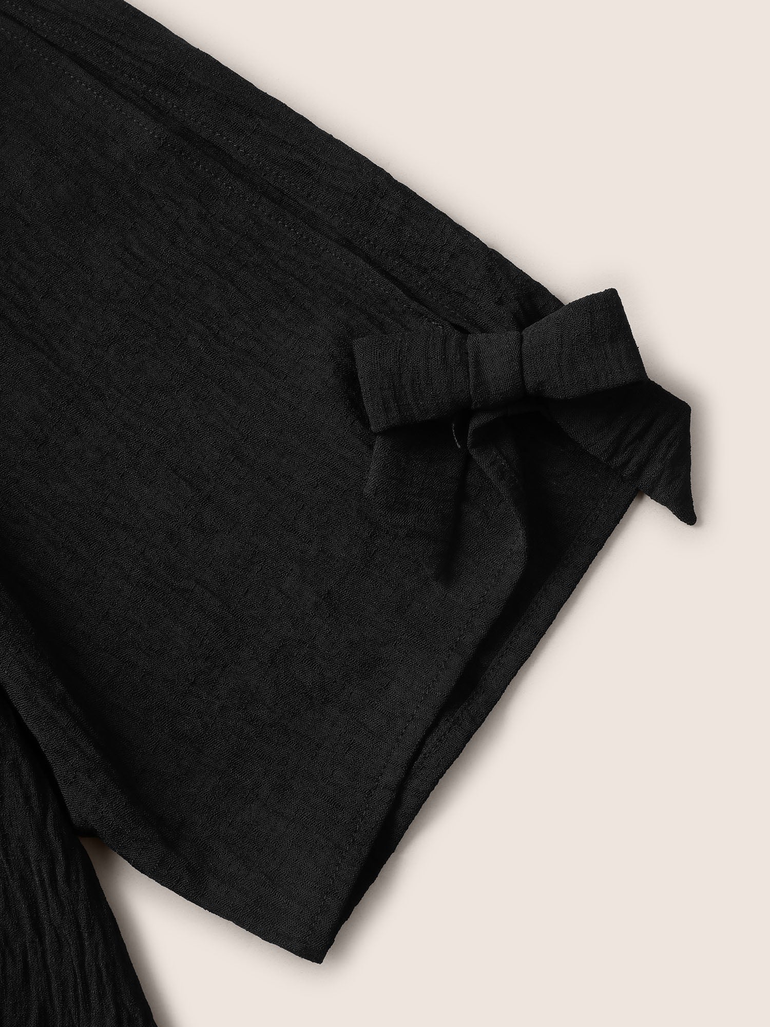 Stretchy Woven Bowknot Cut Out Gathered Crisscross Blouse