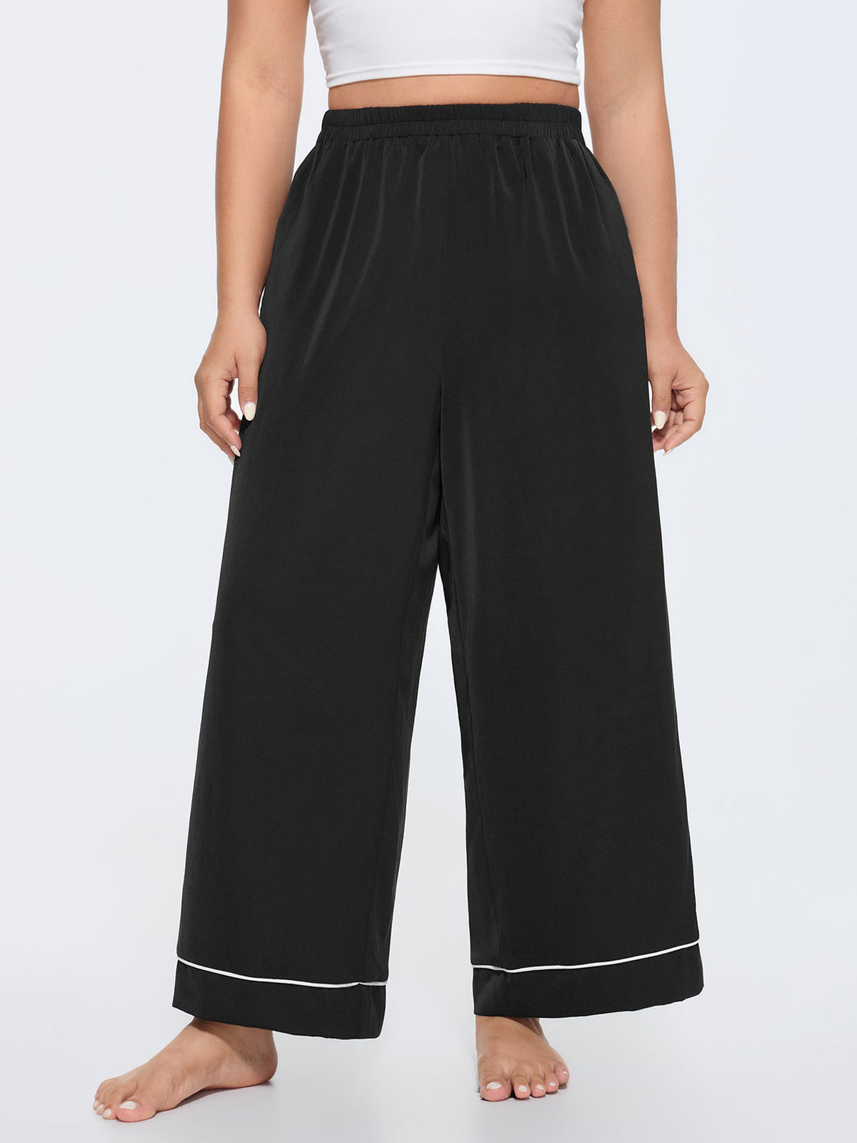 Color Contrast Hem Straight-Leg Lounge Pants