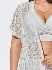 Hollowed-Out Lace Kimono