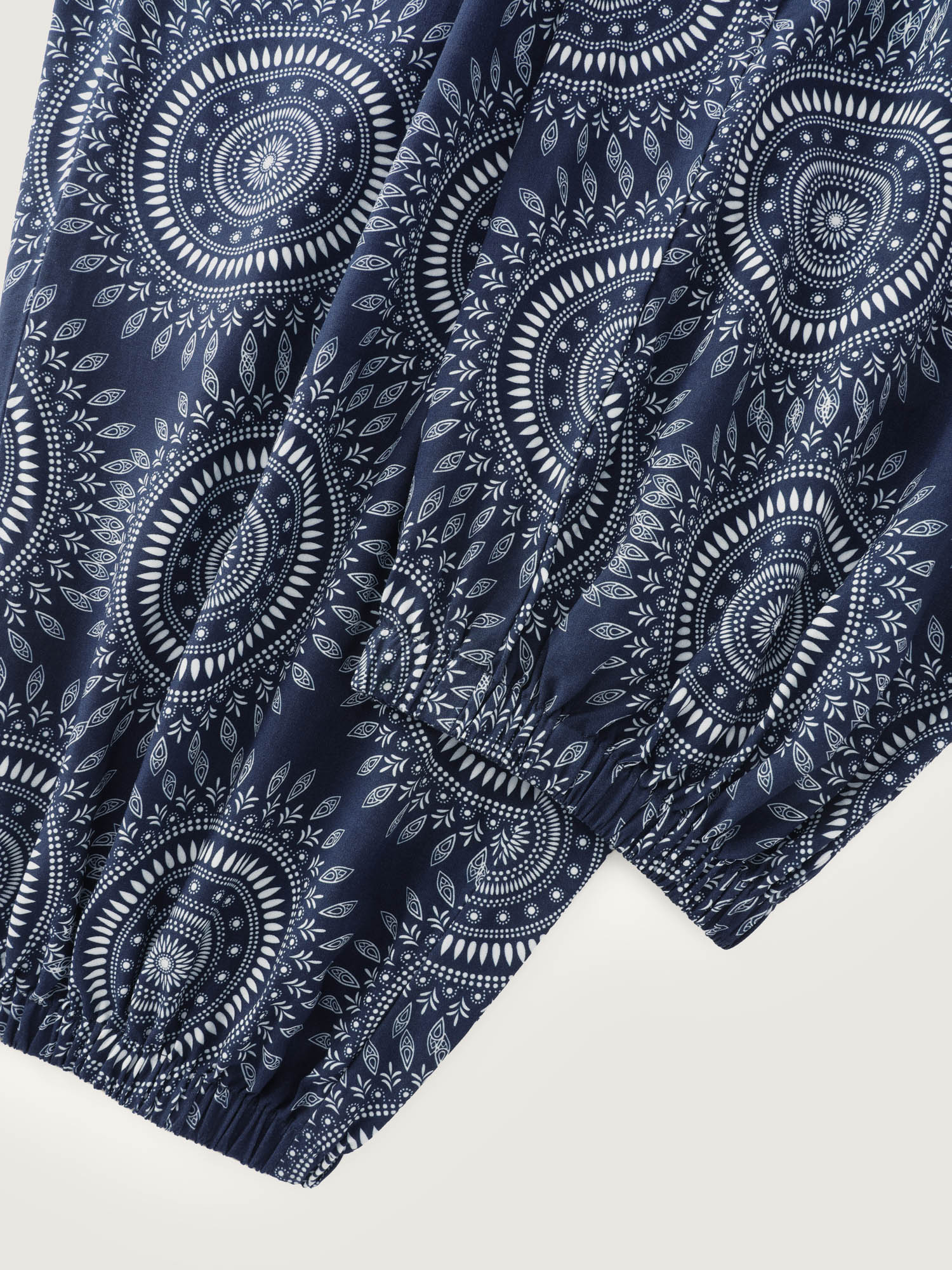 Supersoft Geometric Print Pockets Shirred Waist Pants