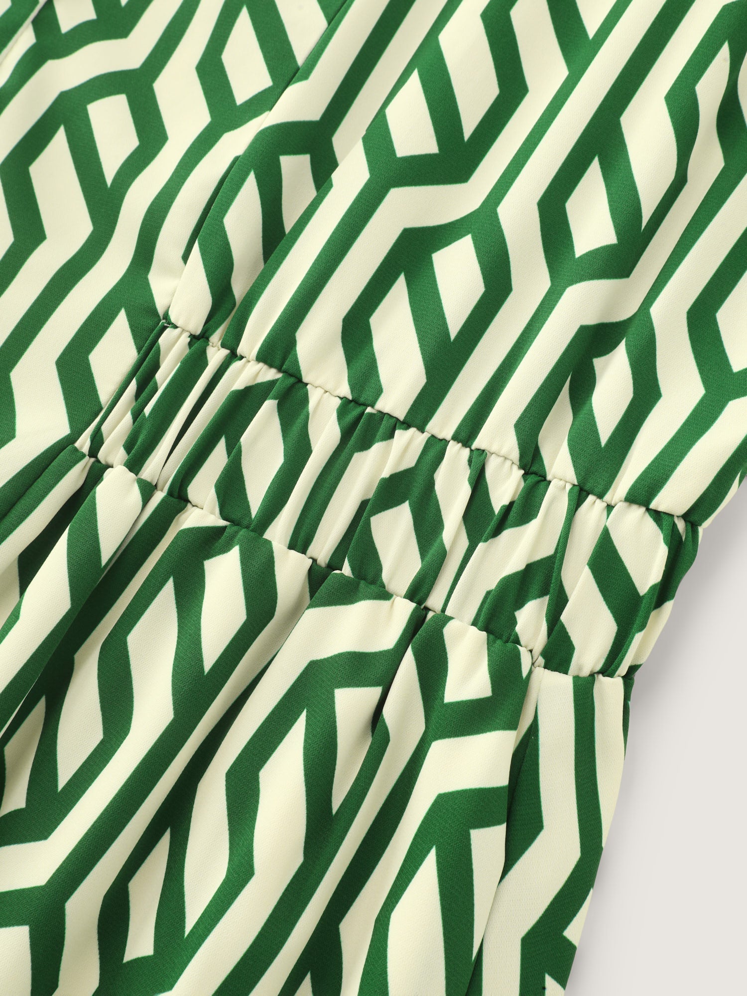Geometric Print Stretchy Waist Midi Dress