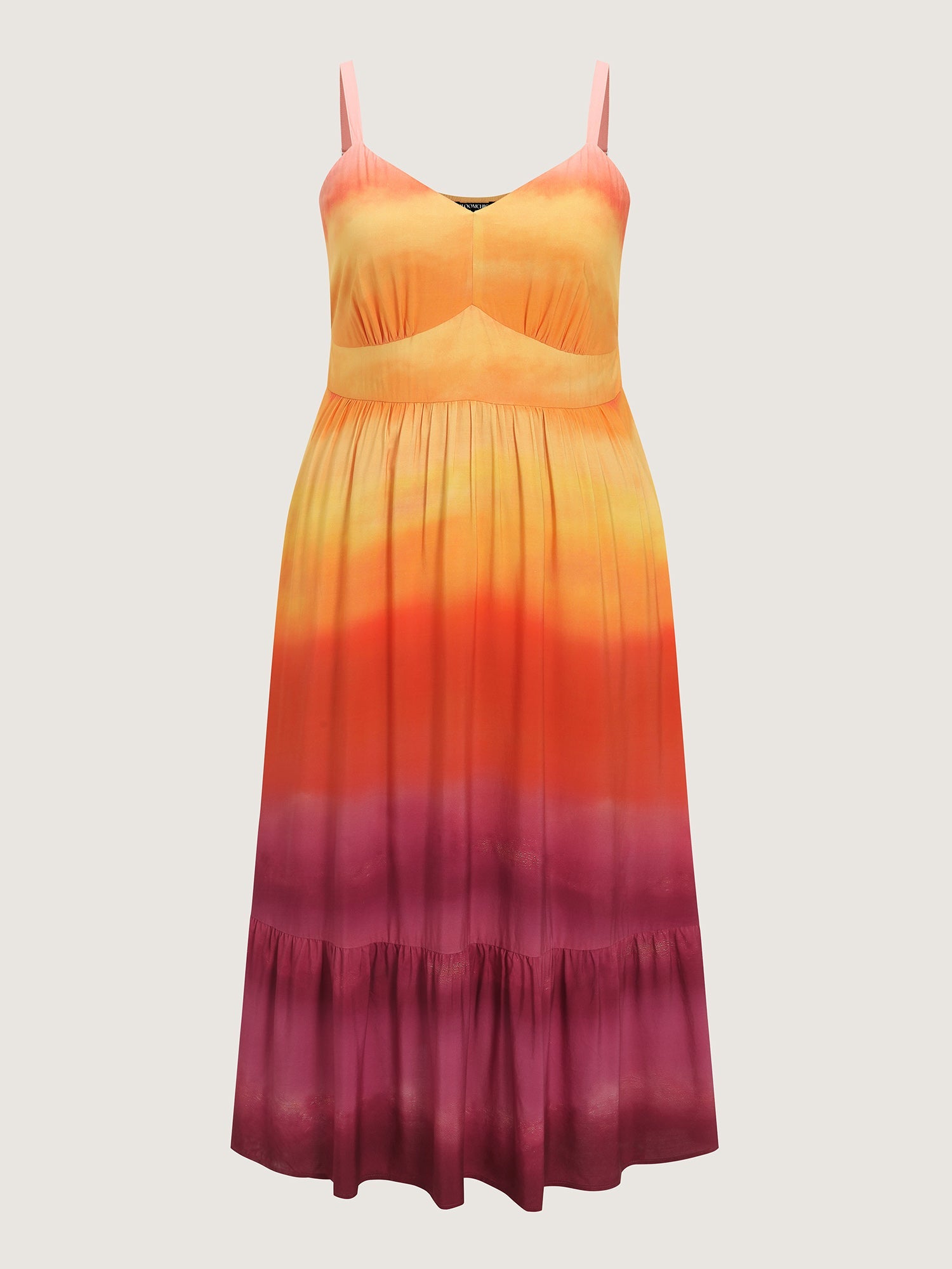Color Gradient Triangular Cinched Waist Maxi Dress