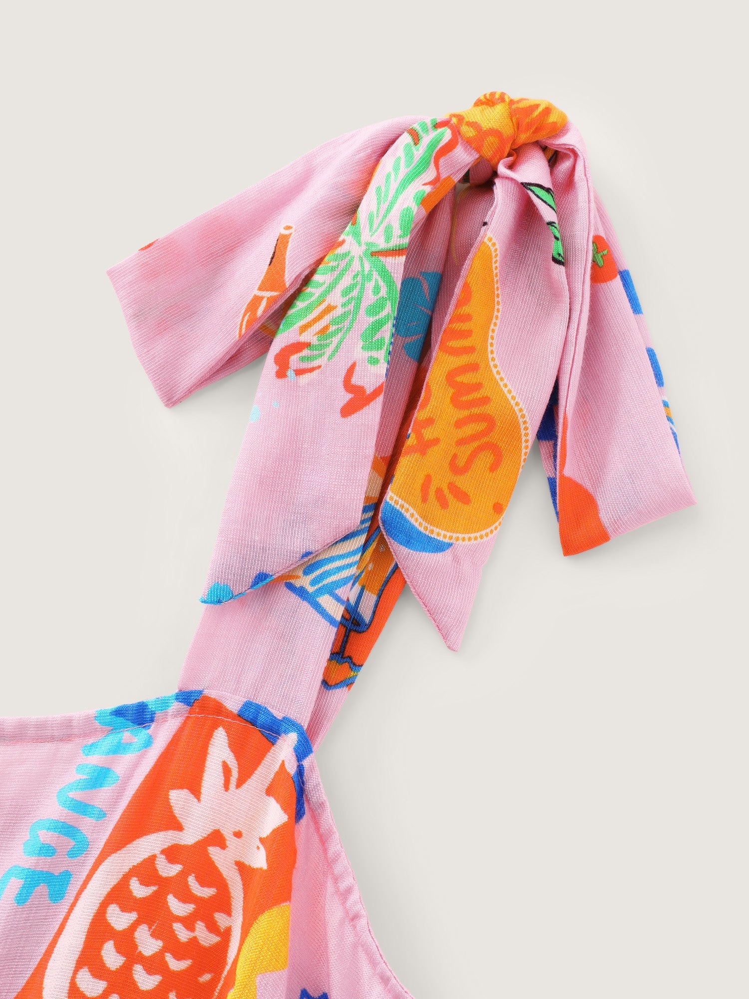 Supersoft Tropical Vacation Print Shirred Midi Dress