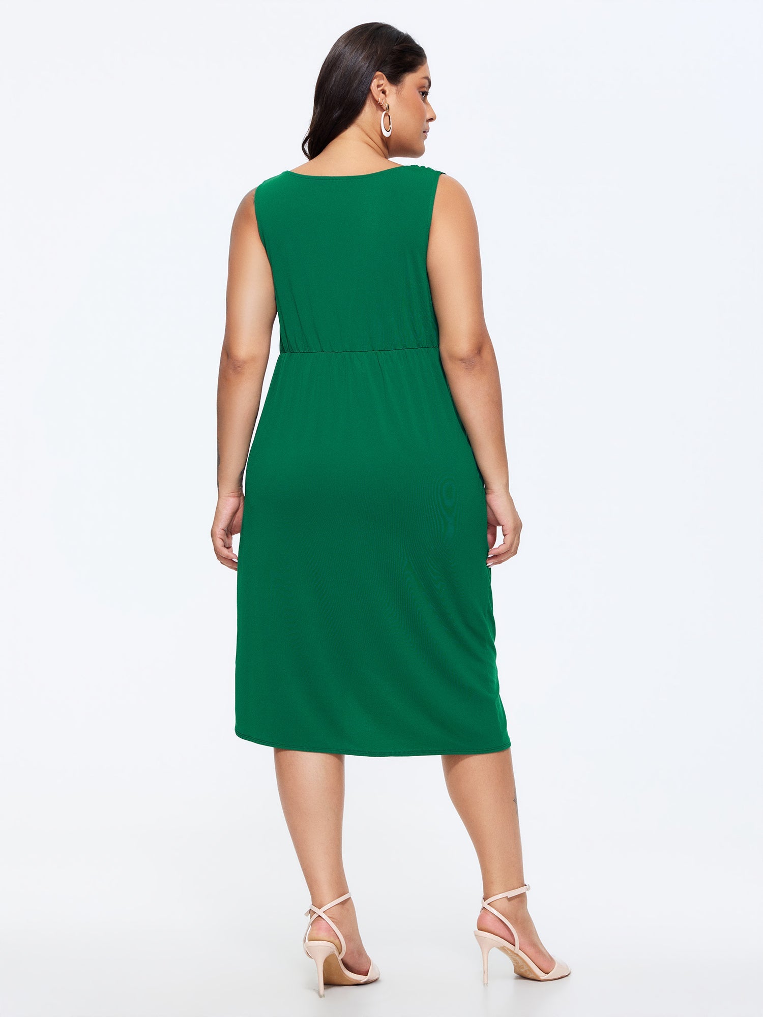Cowl Neckline Ruched Midi Dress