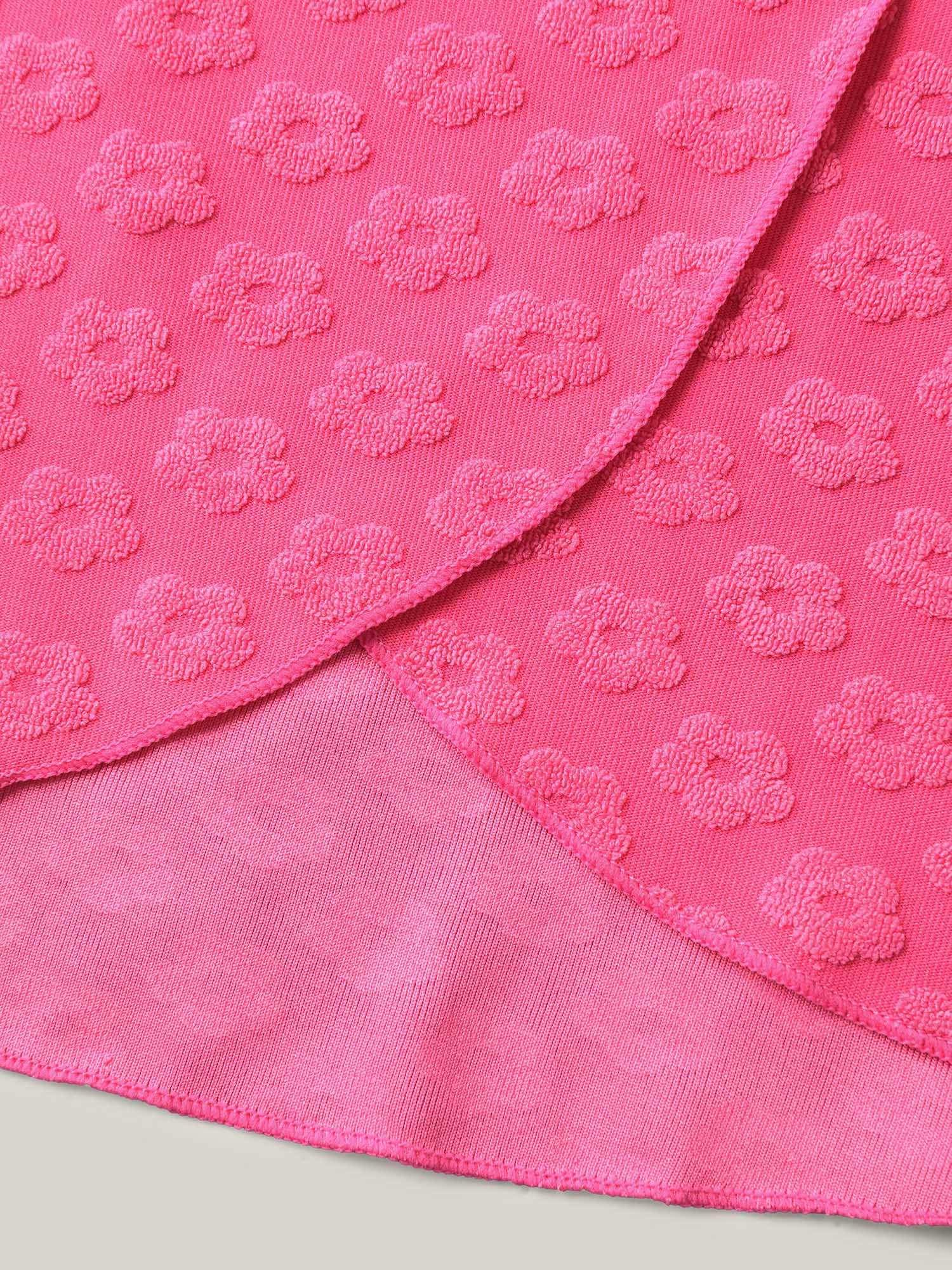 Floral Textured Overlap Split Swim Top