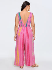 Colorful Geometric Print Tassel Jumpsuit