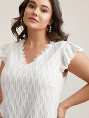 Textured Flutter Sleeve V-Neck Top
