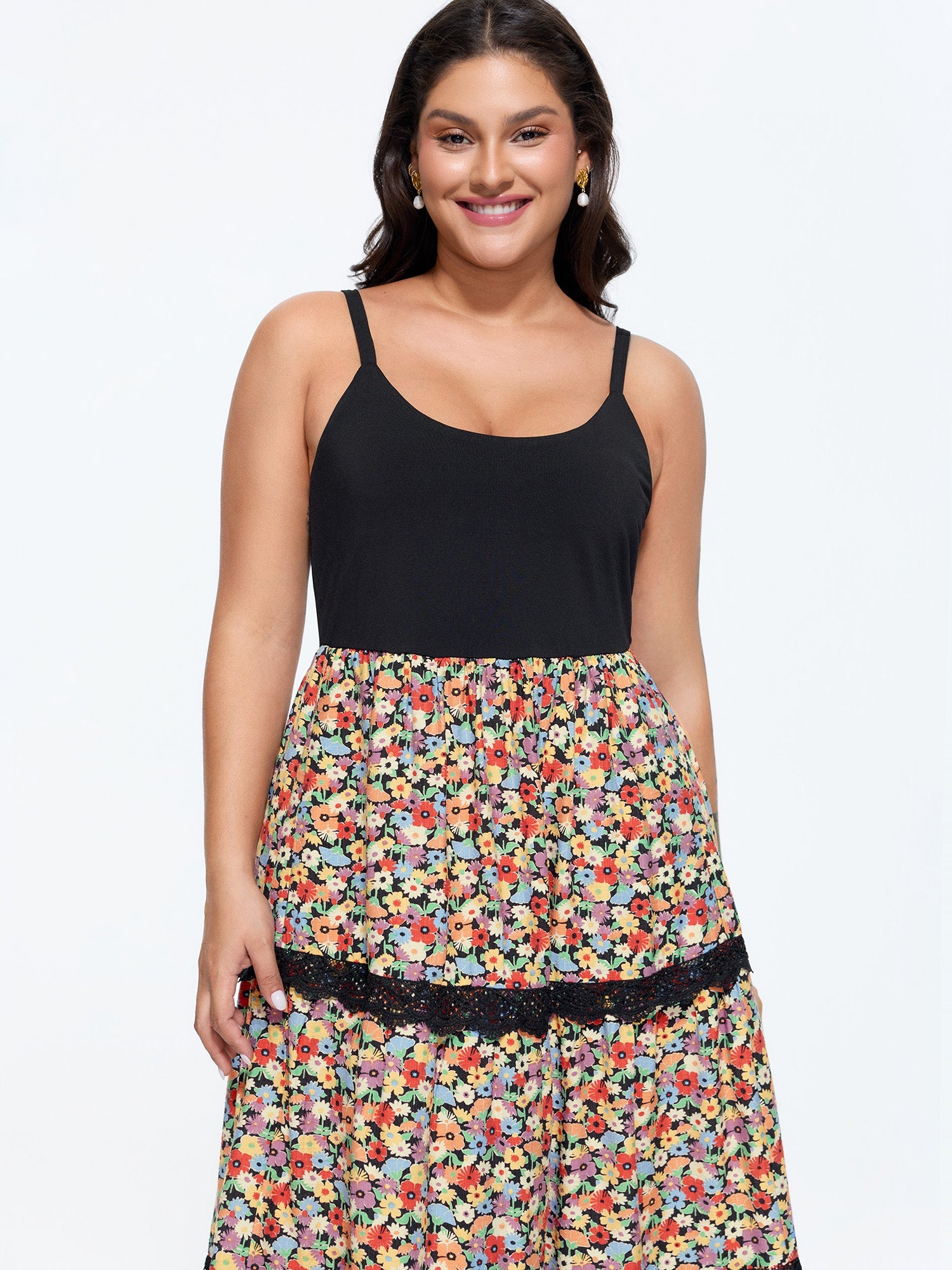 Floral Print Tiered Cami Maxi Dress