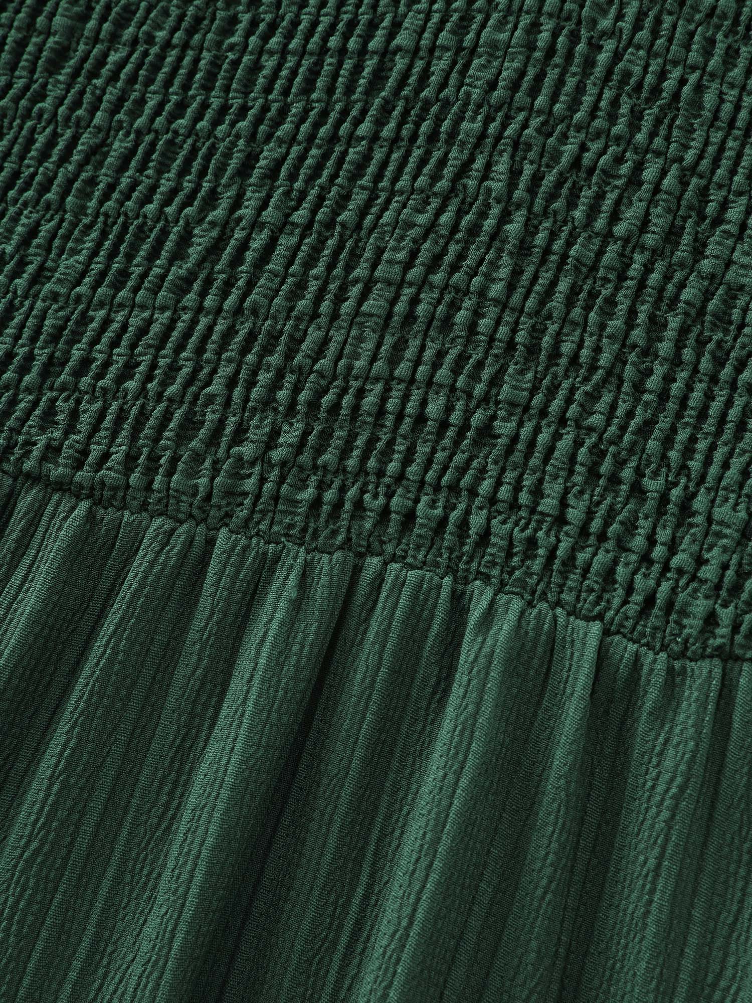 Textured Shirred Bust-Friendly Tiered Maxi Dress