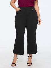 High Waist Pocket Flare Cropped Pants