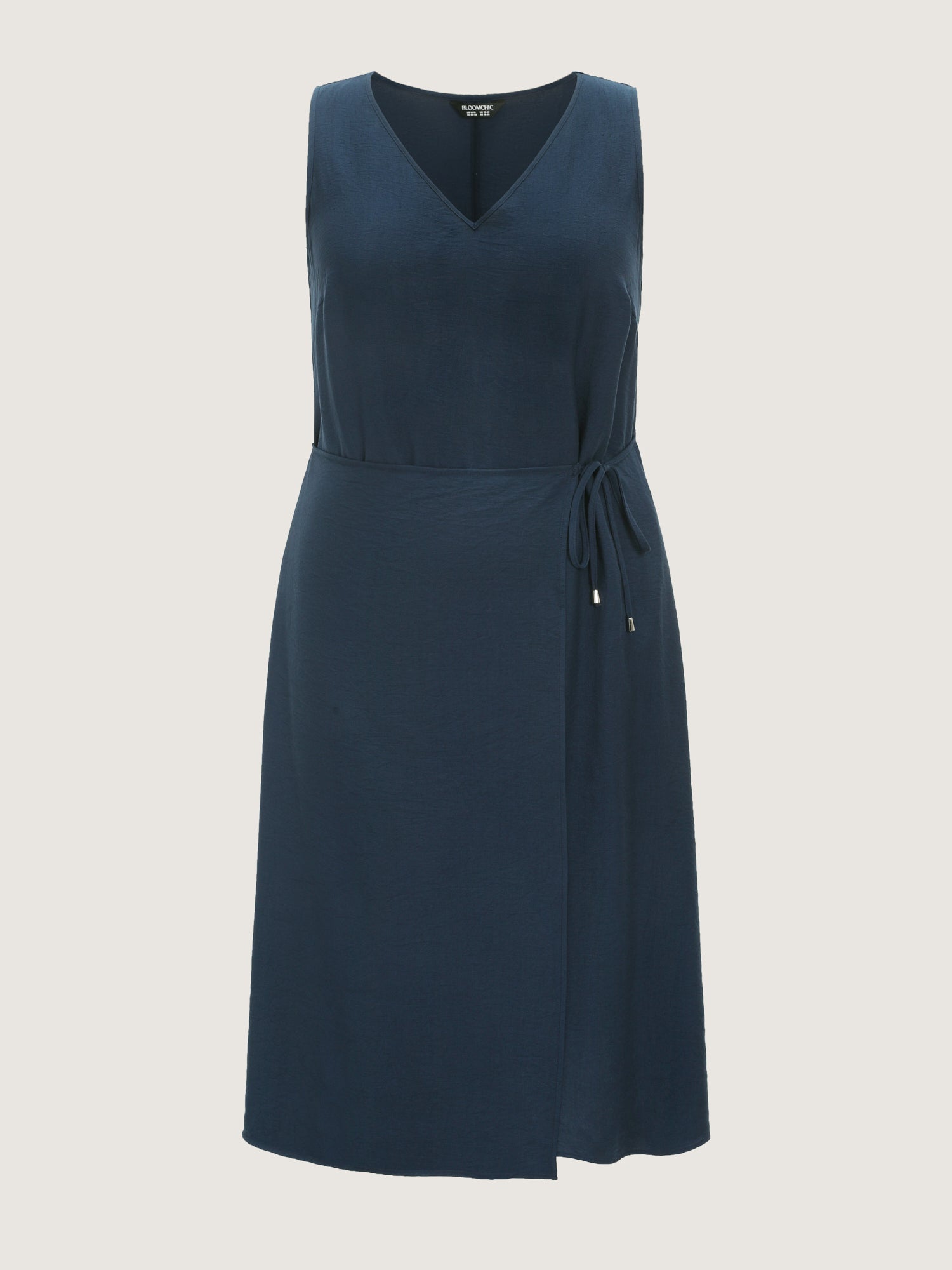 Sleeveless Side-Tie Plain Midi Dress