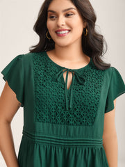 Textured Lace Tiered Solid Blouse