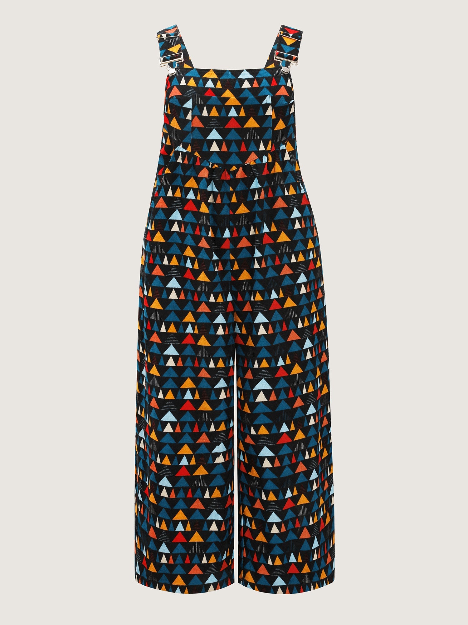 Geometric Print Pockets Adjustable Overall Jumpsuit