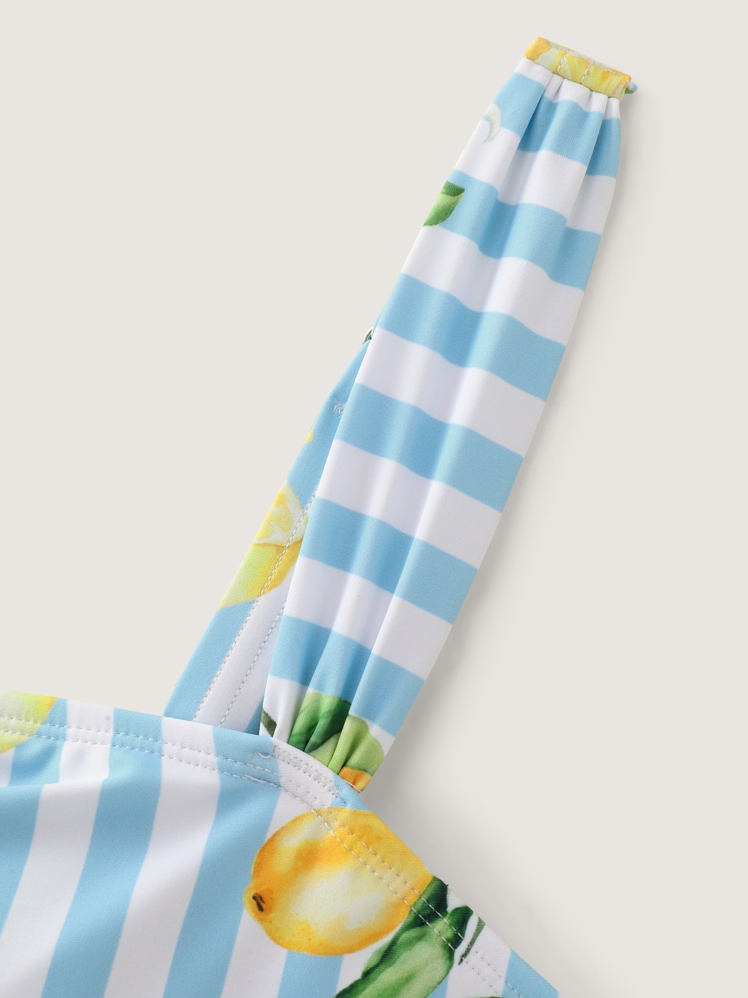 Lemon Striped Print Pockets Swim Romper