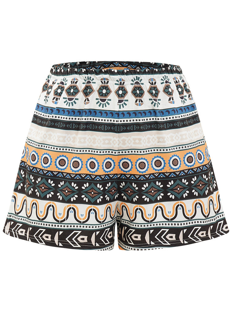 Bandana Print Pocket Elastic Waist Pajama Bottoms