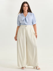 Cotton Linen Blend Wide-Leg Pants